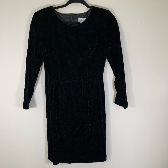 Lang Dress Women’s 4 Black Velvet Long Sleeve Mini Dress Shoulder Pads - Picture 1 of 12